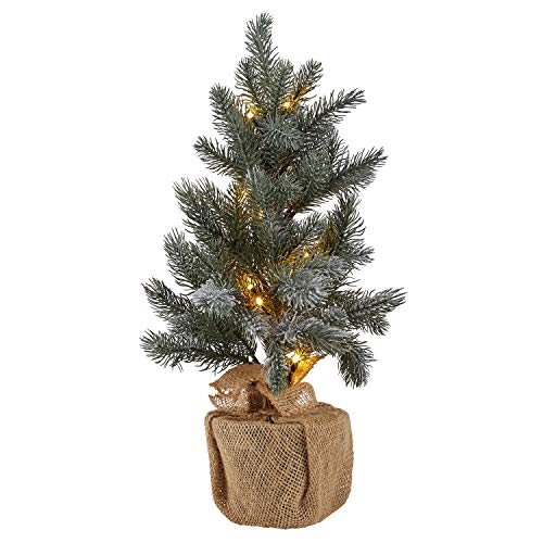 Lights4fun – Árbol de Navidad de 53cm con 15 LED Blanco Cálido a Pilas