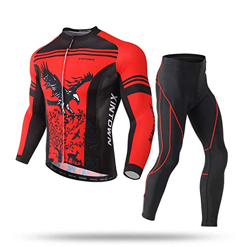 LIKEJJ - Trajes de ciclismo para hombre, de manga larga, para ciclismo, primavera, verano y otoño, sección fina, transpirable, pantalones de ciclismo, ropa S_L