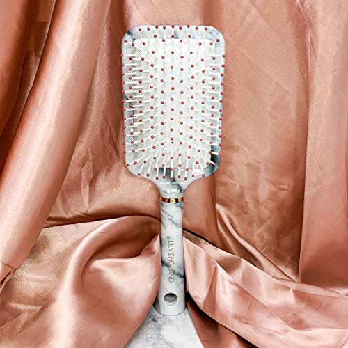 Lily England Cepillo Plano de Pelo para Cabello - Mármol y Oro Rosa
