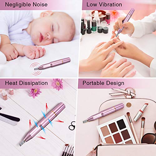 Lima de Uñas Eléctrica, Torno para Uñas Profesional, GLAMADOR Kit de Manicura Eléctrico con 11 Accesorios de Molienda, 30 Bandas de Lijado, 7 Cepillos,100 Plantillas,Set de Manicura para Salón/DIY