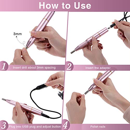 Lima de Uñas Eléctrica, Torno para Uñas Profesional, GLAMADOR Kit de Manicura Eléctrico con 11 Accesorios de Molienda, 30 Bandas de Lijado, 7 Cepillos,100 Plantillas,Set de Manicura para Salón/DIY