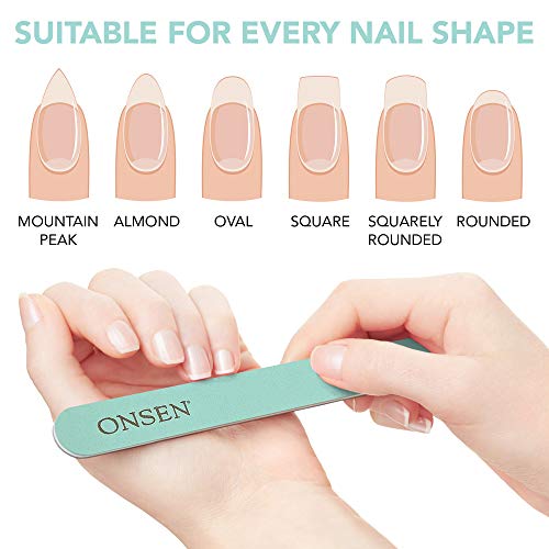 Lima de uñas japonesa Onsen, paquete de 10 limas de uñas profesionales, limas de uñas acrílicas y naturales de doble cara, grano 120/180, desechable, lima de salón, lima de uñas para uñas brillantes
