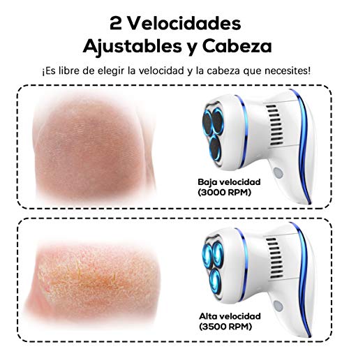 Lima Electrica Pies BOIROS Lima Eléctrica Durezas Pies Lima Pedicura Electrico Electrónica para el Cuidado de los Pies Recargable Quita Durezas para Pies con 12 Recambios de Cabeza de Pulidora, Azul