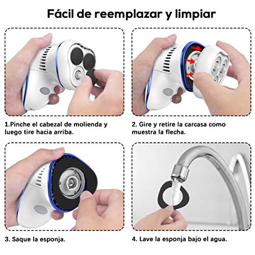 Lima Electrica Pies BOIROS Lima Eléctrica Durezas Pies Lima Pedicura Electrico Electrónica para el Cuidado de los Pies Recargable Quita Durezas para Pies con 12 Recambios de Cabeza de Pulidora, Azul