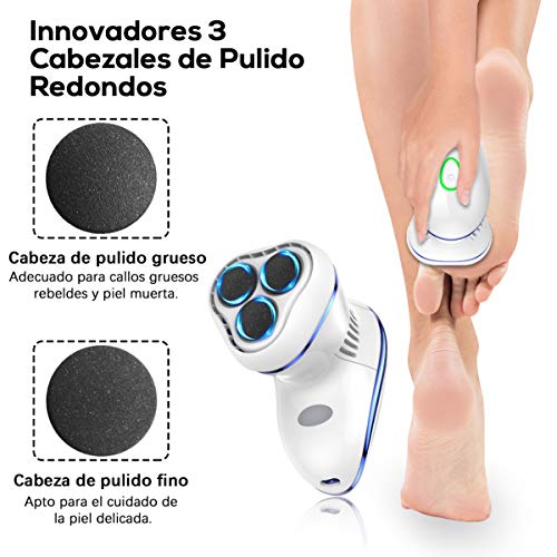 Lima Electrica Pies BOIROS Lima Eléctrica Durezas Pies Lima Pedicura Electrico Electrónica para el Cuidado de los Pies Recargable Quita Durezas para Pies con 12 Recambios de Cabeza de Pulidora, Azul