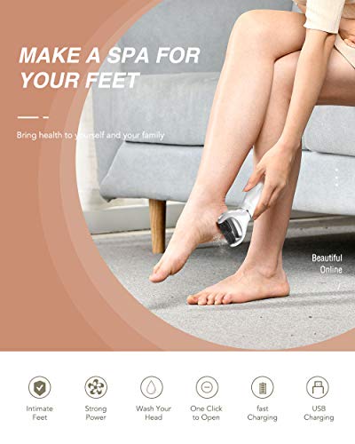 Lima Eléctrica Pies, HAMSWAN Pedicura Profesional Lima Durezas Pies Recargable con 3 Recambios, Batería 15000MAH y 3 Velocidades, Aparato de Pedicura Pies eliminar Callos Pies Cuidado Lima