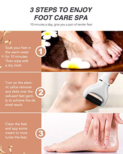 Lima Eléctrica Pies, HAMSWAN Pedicura Profesional Lima Durezas Pies Recargable con 3 Recambios, Batería 15000MAH y 3 Velocidades, Aparato de Pedicura Pies eliminar Callos Pies Cuidado Lima