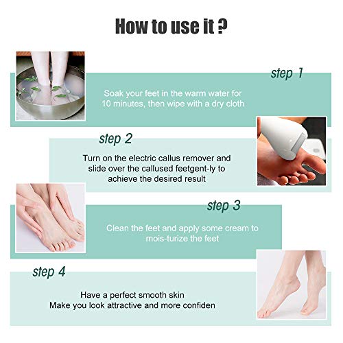 Lima para pies eléctrica, removedor de piel dura recargable por USB, callos para pedicura de pies con 3 rodillos y 2 velocidades, y 1 cepillo de limpieza (Verde)