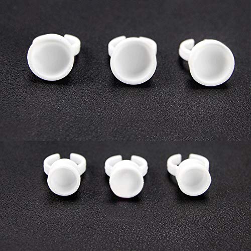 Limeo liemo Desechables Pegamento Pigmento Ring Tattoo Tapa Plana Tattoo Ring Ring Plana Anillos Soporte Tattoo Cup Tattoo Tool Ink Cup Make Up Taza Cejas Herramienta Beauty Tools 300 Unidades