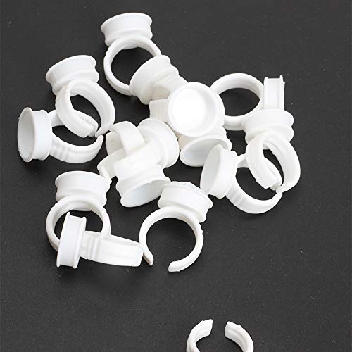 Limeo liemo Desechables Pegamento Pigmento Ring Tattoo Tapa Plana Tattoo Ring Ring Plana Anillos Soporte Tattoo Cup Tattoo Tool Ink Cup Make Up Taza Cejas Herramienta Beauty Tools 300 Unidades