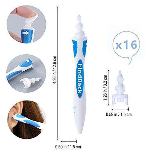 Limpia Cera Oidos,Q grips Cera Oidos,Removedor de Cera de Oído,Kit de limpieza Para Oídos, Sistema Espiral Inteligente, con Mango y 16 Puntas Lavables, Seguro y Suave para Niños y Todo tu Familia