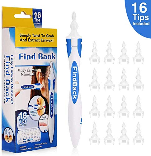 Limpia Cera Oidos,Q grips Cera Oidos,Removedor de Cera de Oído,Kit de limpieza Para Oídos, Sistema Espiral Inteligente, con Mango y 16 Puntas Lavables, Seguro y Suave para Niños y Todo tu Familia