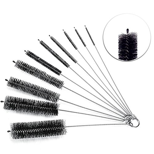 Limpia Pajitas, (10 piezas)[Versión Mejorada] Diyife Cepillo Limpieza Tubo, 8 Inch Juego de Brochas de Nailon con Tapa Protectora para Tubo, Pajitas Gafas Teclados para Limpiar las Joyas, etc.