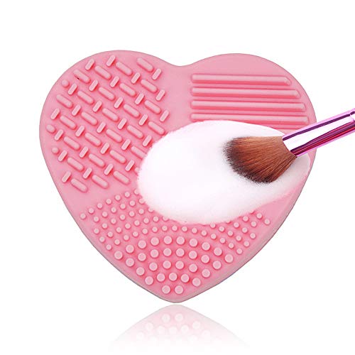 Limpiador de brochas de maquillaje de silicona con forma de corazón para limpieza en seco y húmedo