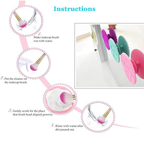 Limpiador de brochas de maquillaje de silicona, limpiador de brochas de maquillaje, alfombrilla de limpieza de cepillo cosmético,