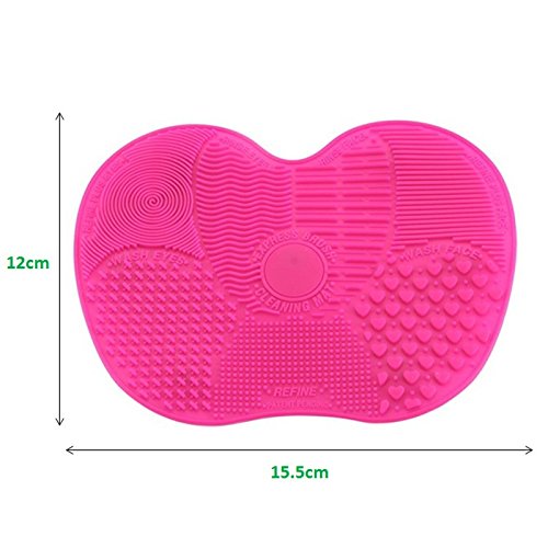 Limpiador de Brochas, Eouine Cosmético Brocha de Maquillaje Almohadilla de Silicona Limpieza de Pinceles para Cepillo (Luz púrpura)