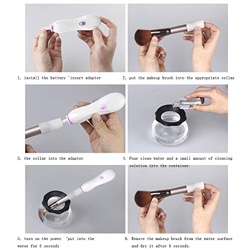 Limpiador de cepillo de maquillaje eléctrico multi-función fregador eléctrico que coincide con una variedad de cepillos,White