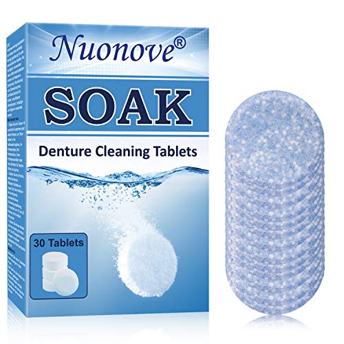 Limpiador de Dentadura, Tabletas Limpiadoras para Prótesis Dentales, Tabletas De Limpieza Dental, Tabs Tabletas Limpiadoras Efervescentes, Elimine El Sarro Sebelde Y Las Manchas 30 pestañas