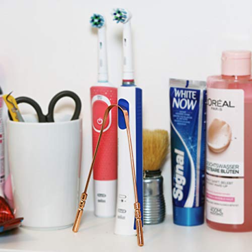 Limpiador de lengua de cobre | Raspador de lengua quirúrgico perfecto | mejor remedio para el mal aliento | mantiene la higiene bucal | bordes gruesos y seguros | mango flexible y agarre cómodo