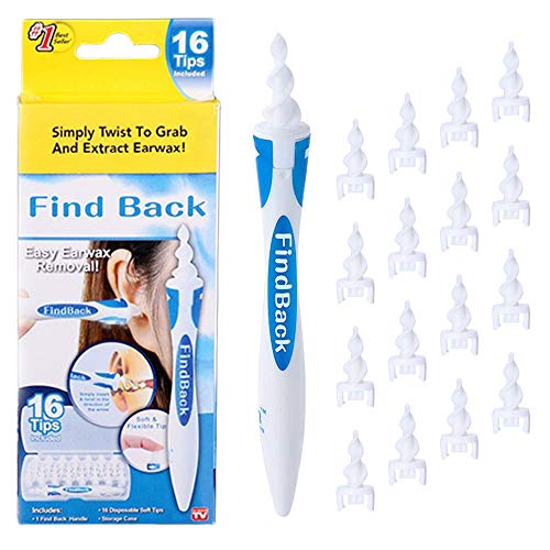 Limpiador de Oídos, 16 Cabezales de Silicona Reemplazables, Limpiador Oídos Giratorio, Herramienta de Eliminación de Cera del Oído, Limpiador Oído Ecológico, Limpiadores de Oídos, Eliminación Segura