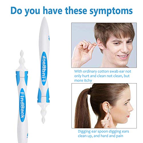 Limpiador de Oídos Giratorio, Limpiador de Oídos, Herramienta de Eliminación de Cera del Oído con 16 Puntas de Silicona Extraíbles, Para Bebés, Jóvenes y Adolescentes Adultos