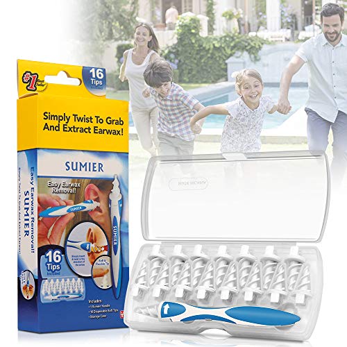 Limpiador de Oídos, Limpia Cera Oidos, Herramienta de Eliminación de Cera del Oído con Punta Suave en Espiral, Kit Limpiador de Cera Deoídos con 16 Puntas Remplazables de Silicona para Bebés y Adultos