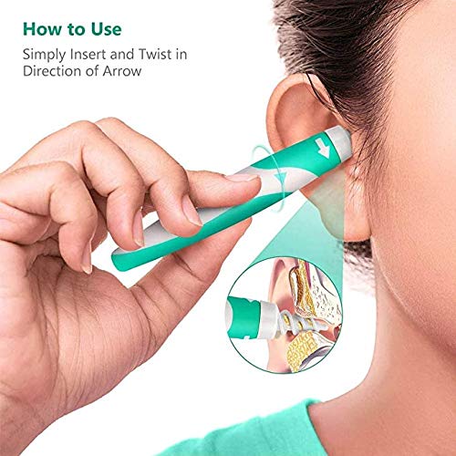 Limpiador de Oídos,Limpia Cera Oidos Q grips Cera Oidos,Kit de limpieza Para Oídos, Sistema Espiral Inteligente, con Mango y 16 Puntas Lavables, Seguro y Suave, Adecuado para Niños y Adultos
