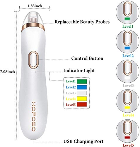 Limpiador de Poros 5-In-1 Succionador de Puntos Negros Quita Espinillas y Puntos Negros con USB Quita Puntos Negros Eliminación de Espinillas y Acné (A1)