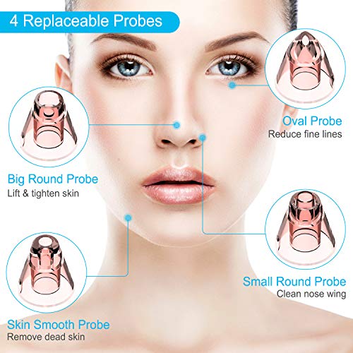 Limpiador de Poros - Extractor de Puntos Negros Limpiador Facial Blackhead Remover Eliminador Puntos Negros Electrónico USB Recargable 4 Cabezales y 3 Modos Removedor Puntos Negros
