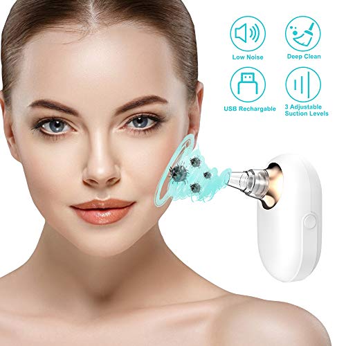 Limpiador de Poros, Succionador de Puntos Negros USB Recargable, Extractor Puntos Negros Limpiador Facial 5 Cabezales y 3 Modos para Espinillas y Acné, Aspiradoras con pantalla