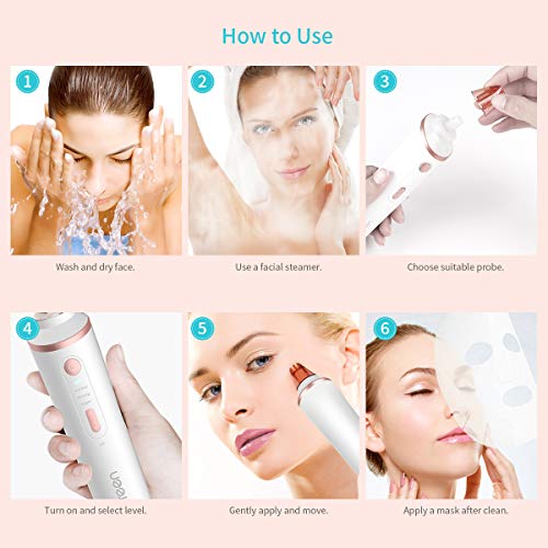 Limpiador de Poros - Xpreen Eliminador de Puntos Negros Extractor Puntos Negros con Carga Inalámbrica Iluminación LED 4 Nivele Ajustables y 4 Cabezales Intercambiables