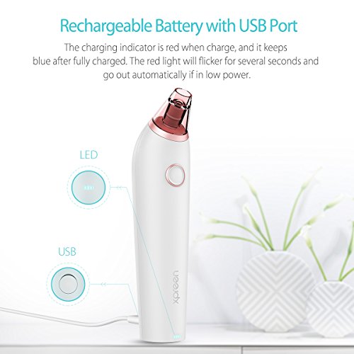 Limpiador de Poros, Xpreen succionador de puntos negros,extractor puntos negros Limpiador Facial Blackhead Remover Eliminador con Pantalla LED 4 Cabezales y 3 Modos para Espinillas y Acn