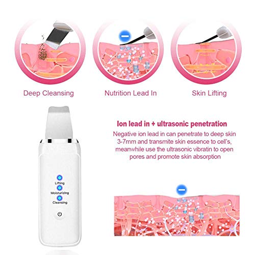 Limpiador Facial Ultrasonico, 3 Modos Skin Scrubber Peeling facial Poros Limpiador de la piel Dispositivo de belleza para el Hogar