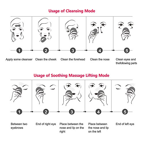 Limpieza Facial Anti-Edad,Uni-Right Silicona eléctrica Limpiador Facial y masajeador a prueba de agua Sonic Face Massage SPA, Face Polish and Scrub (Rosa roja)