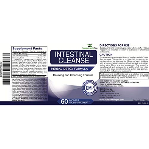 LIMPIEZA INTESTINAL– Nogal Negro y Ajenjo - Limpia y protege el sistema digestivo - Depurador Intestinal - 60 cápsulas Detox Limpieza Colon por SupplementsYou