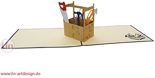 Lin – Pop Up Tarjetas, 3d tarjeta de tarjetas de felicitación, cumpleaños, tarjeta de felicitación, día del padre, regalo de cupones, herramientas, n271