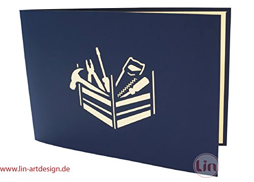 Lin – Pop Up Tarjetas, 3d tarjeta de tarjetas de felicitación, cumpleaños, tarjeta de felicitación, día del padre, regalo de cupones, herramientas, n271