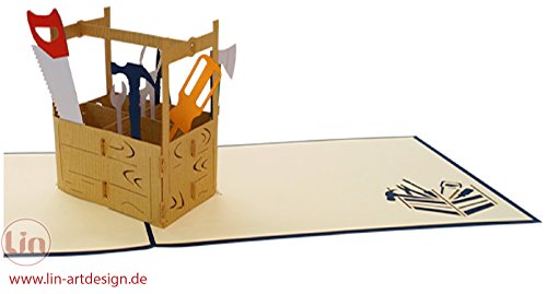 Lin – Pop Up Tarjetas, 3d tarjeta de tarjetas de felicitación, cumpleaños, tarjeta de felicitación, día del padre, regalo de cupones, herramientas, n271