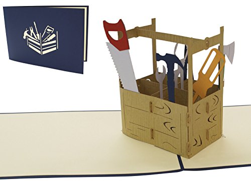 Lin – Pop Up Tarjetas, 3d tarjeta de tarjetas de felicitación, cumpleaños, tarjeta de felicitación, día del padre, regalo de cupones, herramientas, n271