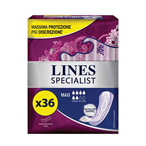 Lines Specialist productos Compresas para incontinencia – 3 paquetes de 12 unidades)