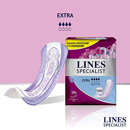 Lines Specialist productos Compresas para incontinencia – 4 paquetes de 10 unidades)