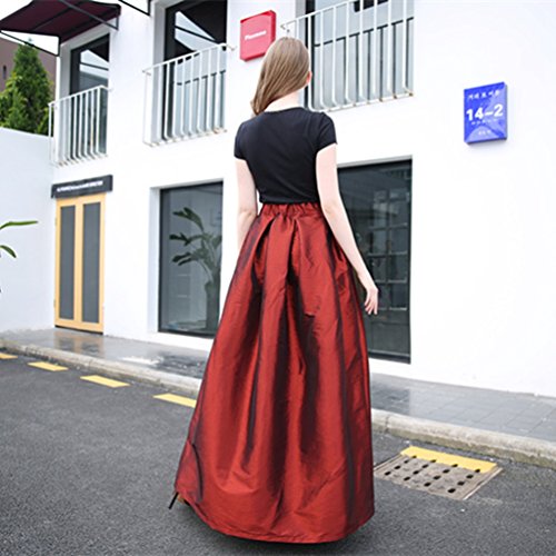 Linnuo Mujeres A-Line Faldas Plisadas de Color Sólido de Alta Cintura Larga Falda Swing Circle Falda