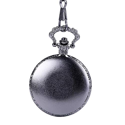LINPAN Reloj de Bolsillo Reloj de Bolsillo clásico de Cadena Gruesa Vintage Negro Reloj de Bolsillo de Bala de Pistola con patrón Tallado Negro Conveniente para la ocasión Informal y Negocios
