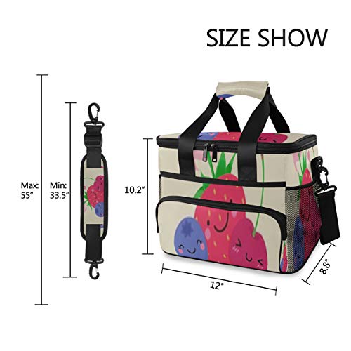 LINPM Bolsa más Fresca, Ilustración de Dibujos Animados de Frutas Lindas Texto Amor 15l Bolsa Grande de Almuerzo con Aislamiento Enfriador de Picnic, Bolsas más Frescas