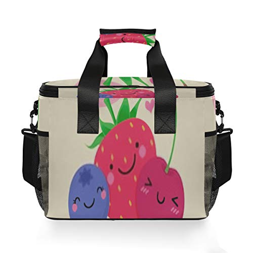 LINPM Bolsa más Fresca, Ilustración de Dibujos Animados de Frutas Lindas Texto Amor 15l Bolsa Grande de Almuerzo con Aislamiento Enfriador de Picnic, Bolsas más Frescas