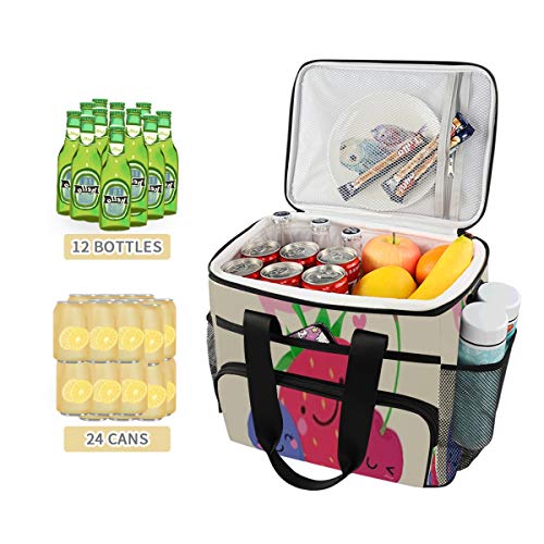 LINPM Bolsa más Fresca, Ilustración de Dibujos Animados de Frutas Lindas Texto Amor 15l Bolsa Grande de Almuerzo con Aislamiento Enfriador de Picnic, Bolsas más Frescas