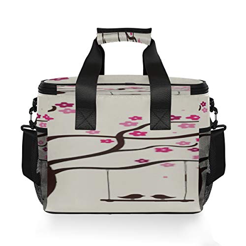 LINPM Bolsa más Fresca, ilustración Vectorial de árbol de Amor de Flores 15l Bolsa de Almuerzo con Aislamiento Grande Enfriador de Picnic, Enfriador Suave