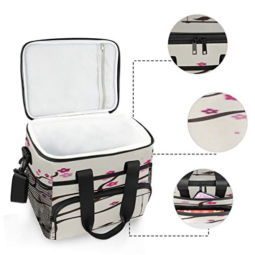 LINPM Bolsa más Fresca, ilustración Vectorial de árbol de Amor de Flores 15l Bolsa de Almuerzo con Aislamiento Grande Enfriador de Picnic, Enfriador Suave