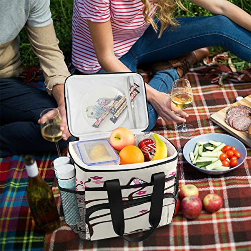 LINPM Bolsa más Fresca, ilustración Vectorial de árbol de Amor de Flores 15l Bolsa de Almuerzo con Aislamiento Grande Enfriador de Picnic, Enfriador Suave