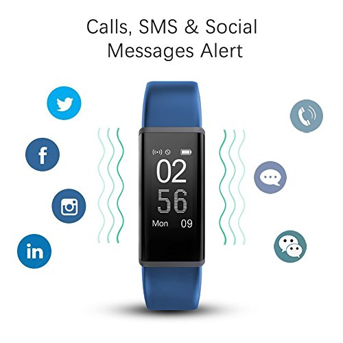 Lintelek Fitness Tracker, Pulsera de Actividad Personalizada Color con Monitor de Ritmo Cardíaco, 14 Modos de Deporte Smart Relojes Bluetooth Podómetro para Hombre, Mujer y Niños